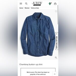 JCrew Chambray button up shirt XS NWT